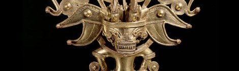 Anthropomorphic bat pectoral, Tairona, gold alloy, AD900–1600 © Museo del Oro – Banco de la República, Colombia